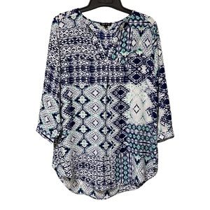 Sami & Jo Blue Green 3/4 Sleeve Blouse